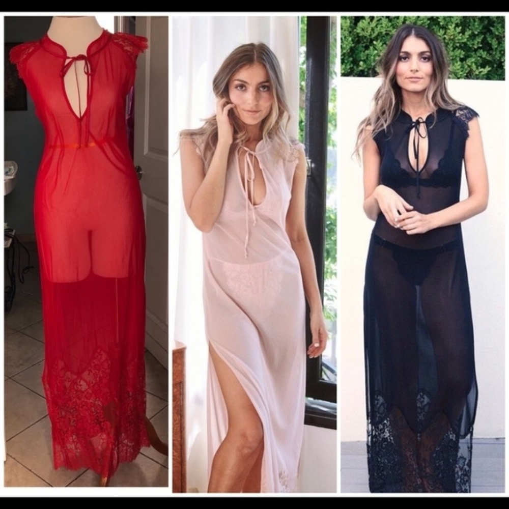 Hah Hot as Hell Black Sheer Maxi Slip Dress XS